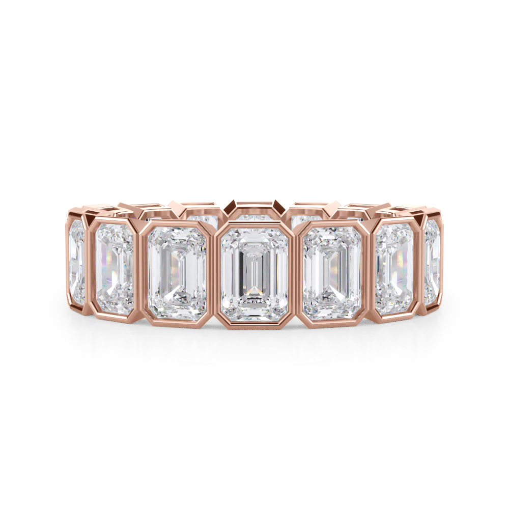 18K Rose Gold Emerald-Cut Bezel Diamond Eternity Ring (5.00ct. tw.)