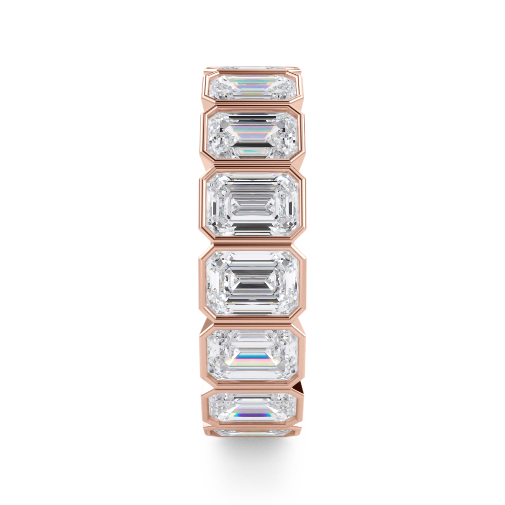 18K Rose Gold Emerald-Cut Bezel Diamond Eternity Ring (5.00ct. tw.)