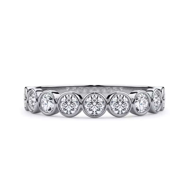 14K White Gold Round Bezel Diamond Band (.50ct. tw.)