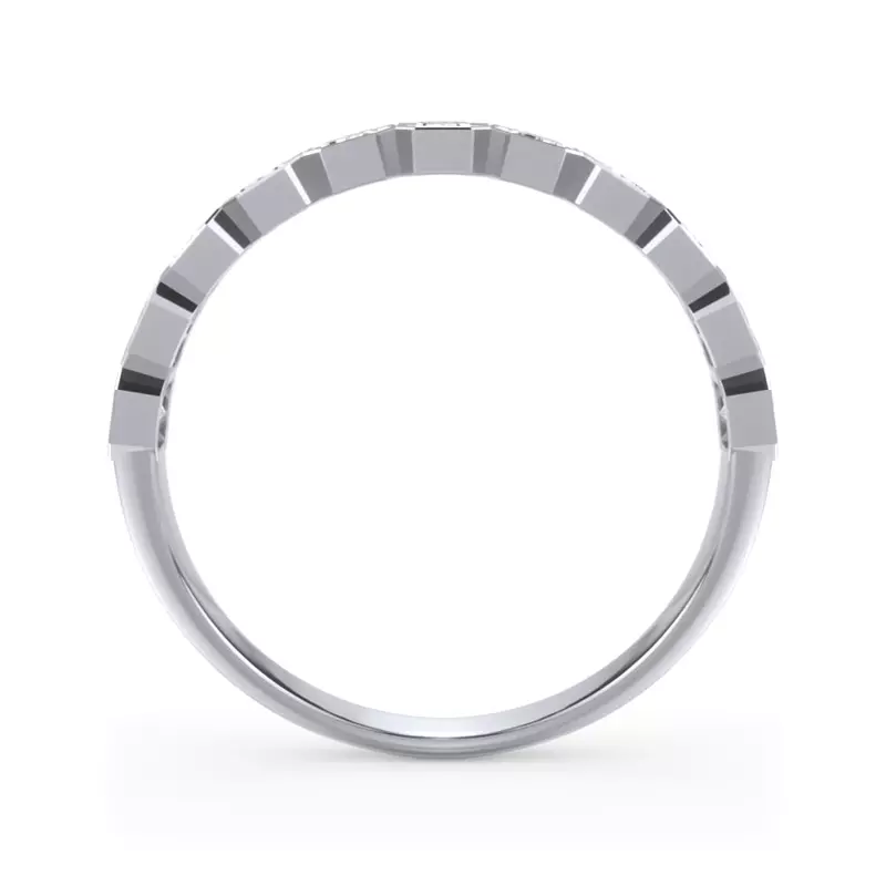 14K White Gold Emerald-Cut Lab Bezel Diamond Half Eternity Ring (1ct. tw.)