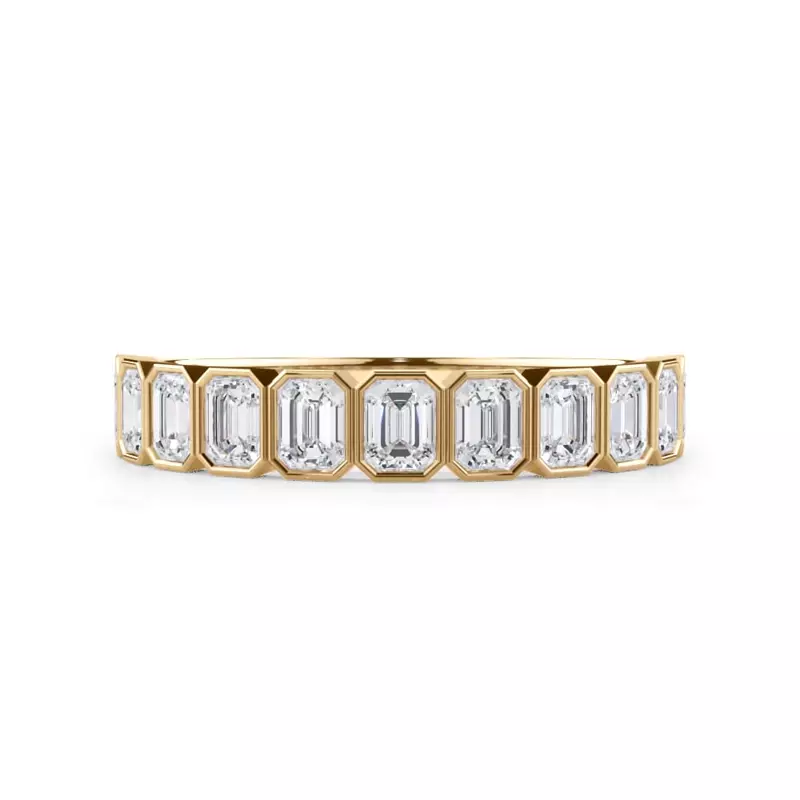 14K Yellow Gold Emerald-Cut Lab Bezel Diamond Half Eternity Ring (1ct. tw.)