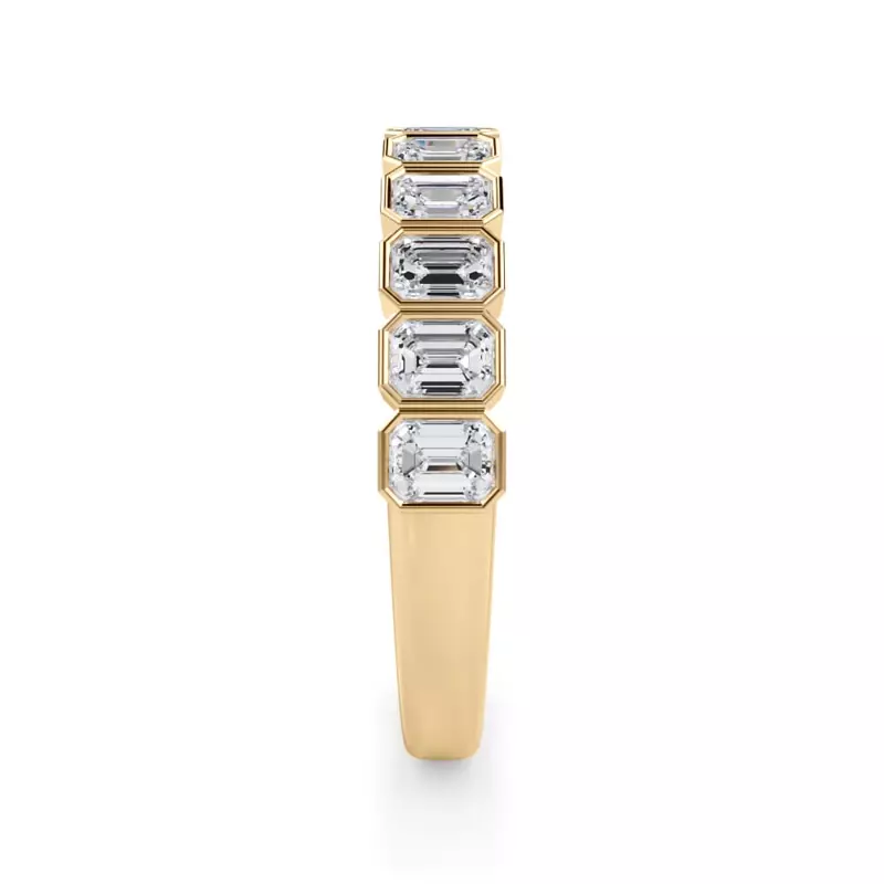 14K Yellow Gold Emerald-Cut Lab Bezel Diamond Half Eternity Ring (1ct. tw.)