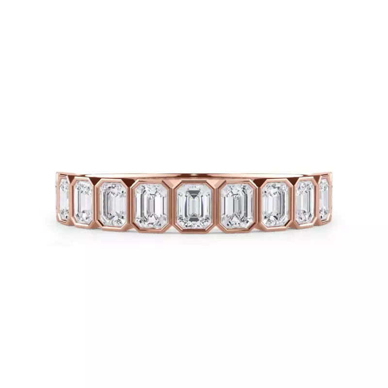 Emerald-Cut Lab Bezel Diamond Half Eternity Ring (1ct. tw.)