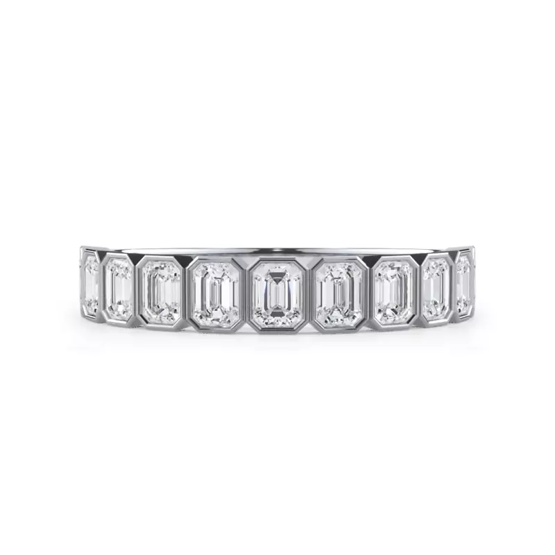 Platinum Emerald-Cut Lab Bezel Diamond Half Eternity Ring (1ct. tw.)