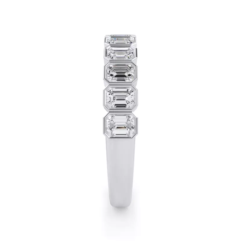 Platinum Emerald-Cut Lab Bezel Diamond Half Eternity Ring (1ct. tw.)