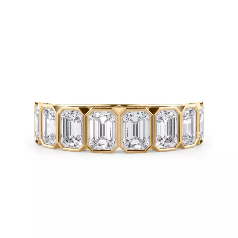 14K Yellow Gold Emerald-Cut Lab Bezel Diamond Half Eternity Ring (2ct. tw.)