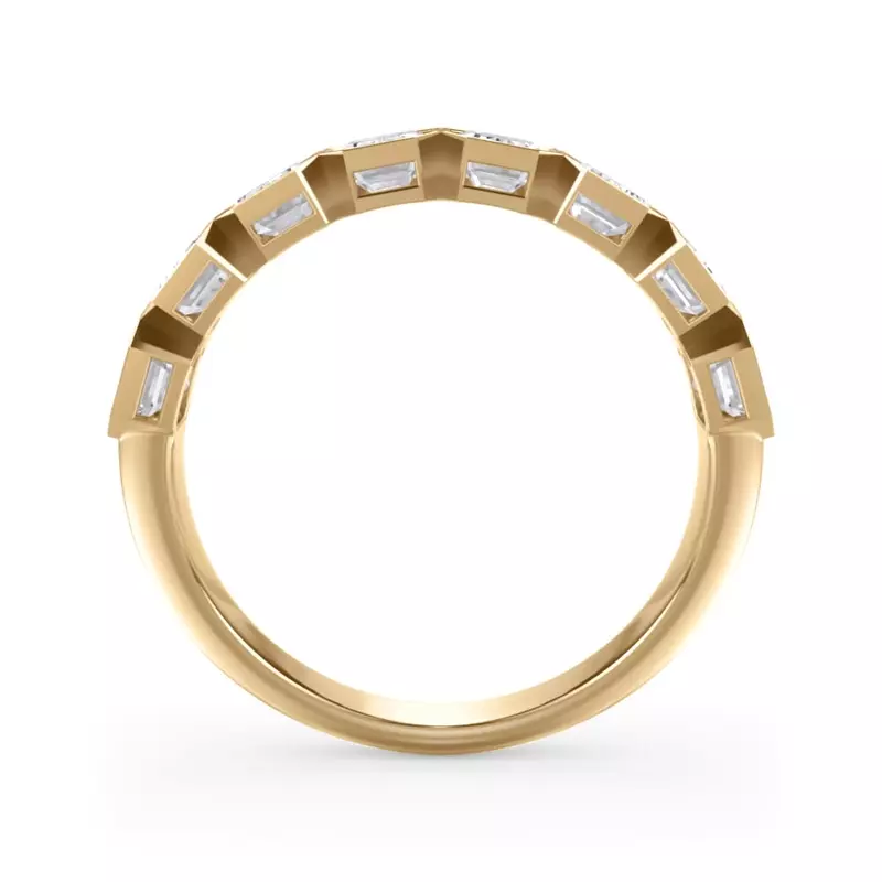 14K Yellow Gold Emerald-Cut Lab Bezel Diamond Half Eternity Ring (2ct. tw.)