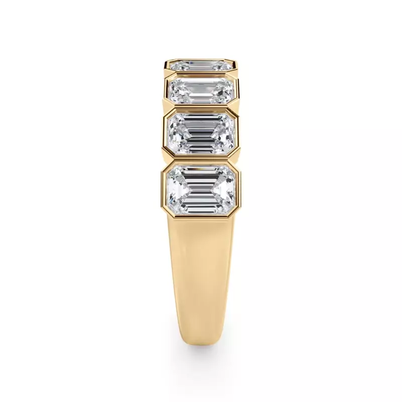 14K Yellow Gold Emerald-Cut Lab Bezel Diamond Half Eternity Ring (2ct. tw.)
