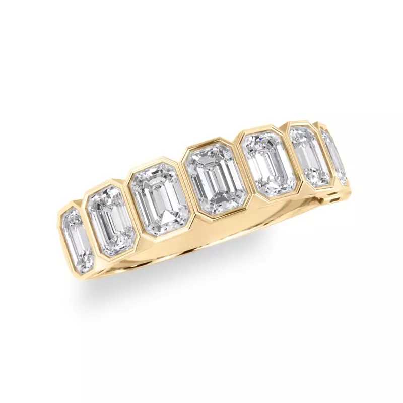 14K Yellow Gold Emerald-Cut Lab Bezel Diamond Half Eternity Ring (2ct. tw.)