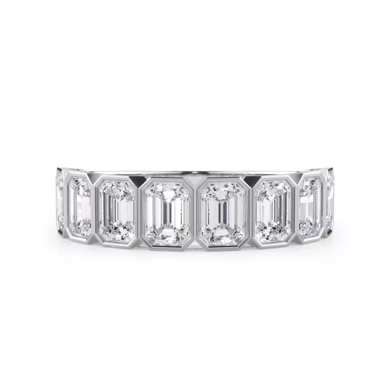 14K White Gold Emerald-Cut Bezel Diamond Half Eternity Ring (2ct. tw.)