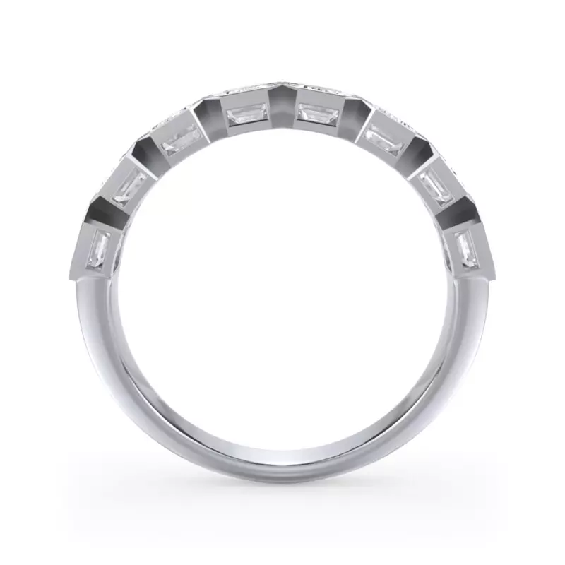 14K White Gold Emerald-Cut Bezel Diamond Half Eternity Ring (2ct. tw.)