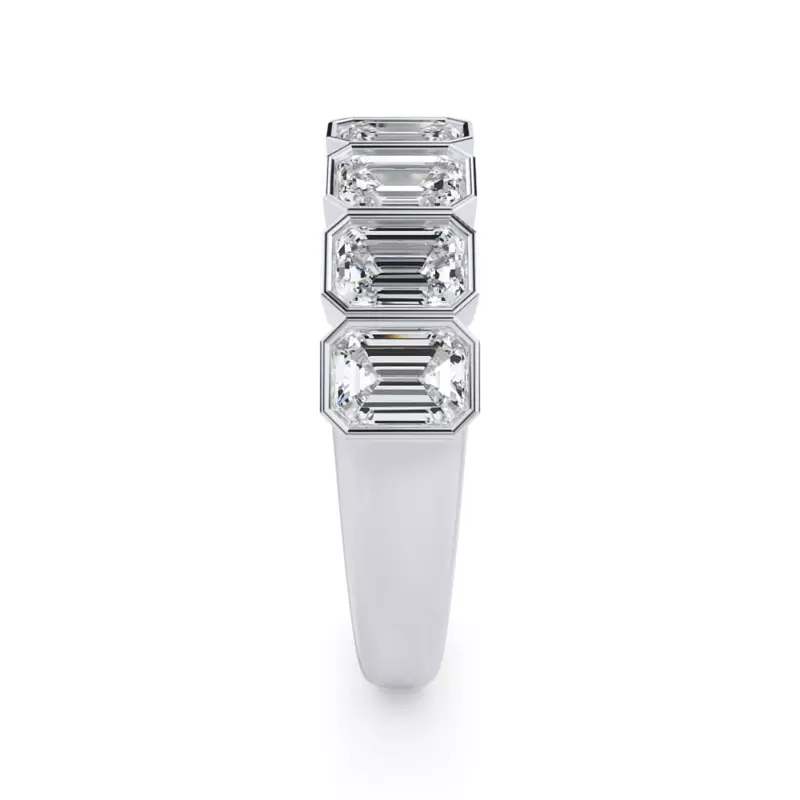 14K White Gold Emerald-Cut Bezel Diamond Half Eternity Ring (2ct. tw.)