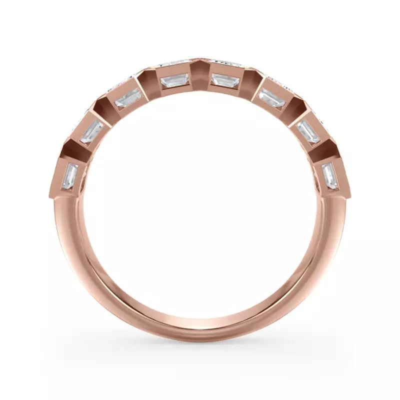 18K Rose Gold Emerald-Cut Bezel Diamond Half Eternity Ring (2ct. tw.)