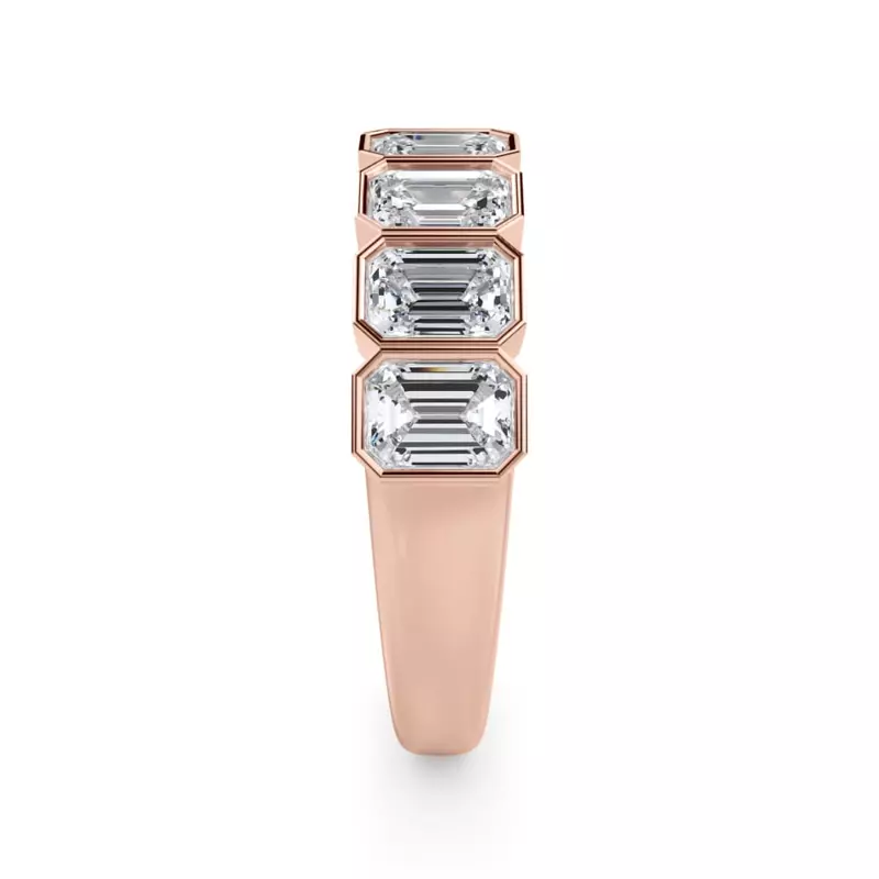 18K Rose Gold Emerald-Cut Bezel Diamond Half Eternity Ring (2ct. tw.)
