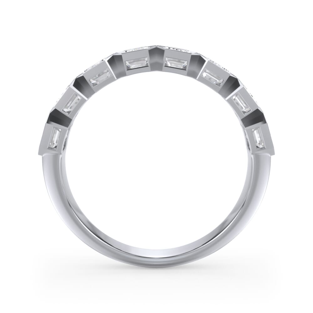 18K White Gold Emerald-Cut Bezel Diamond Half Eternity Ring (2ct. tw.)