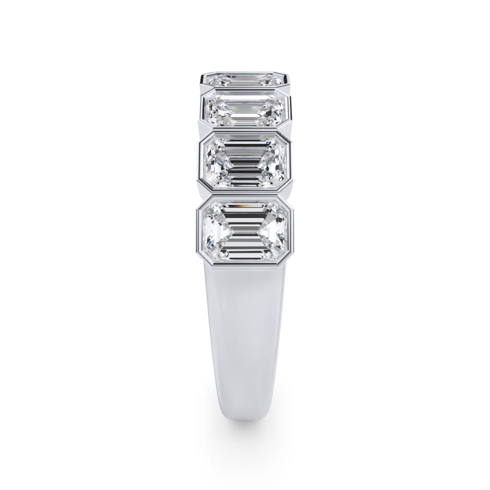 18K White Gold Emerald-Cut Bezel Diamond Half Eternity Ring (2ct. tw.)