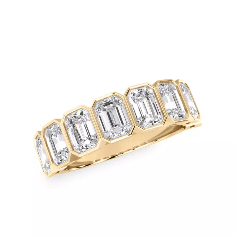 14K Yellow Gold Emerald-Cut Lab Bezel Diamond Half Eternity Ring (2.4ct. tw.)