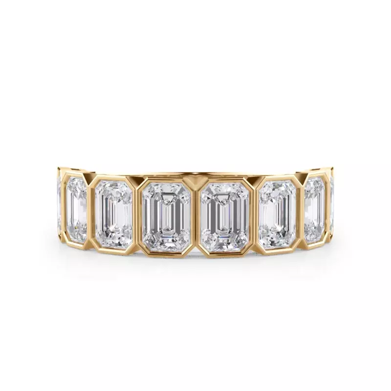14K Yellow Gold Emerald-Cut Lab Bezel Diamond Half Eternity Ring (2.4ct. tw.)
