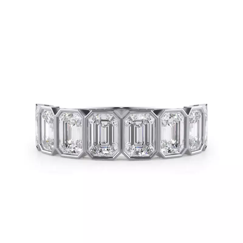 Emerald-Cut Lab Bezel Diamond Half Eternity Ring (2.4ct. tw.)