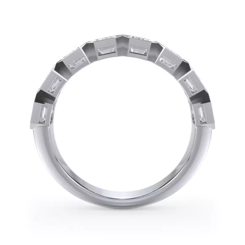 18K White Gold Emerald-Cut Lab Bezel Diamond Half Eternity Ring (2.4ct. tw.)