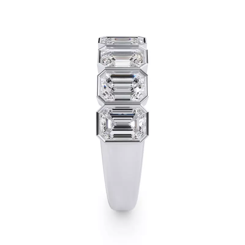 18K White Gold Emerald-Cut Lab Bezel Diamond Half Eternity Ring (2.4ct. tw.)