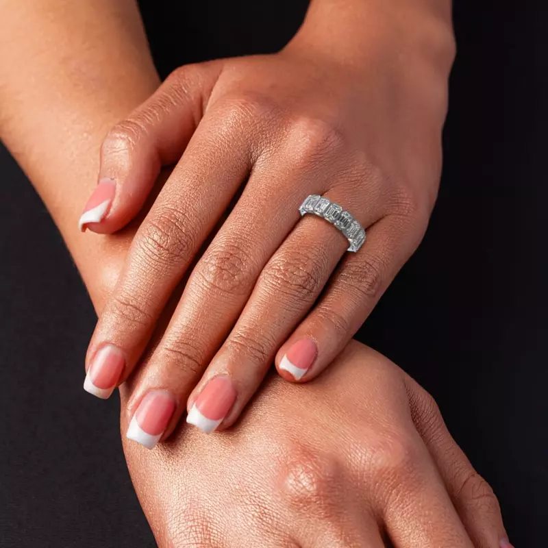 14K White Gold Emerald-Cut Bezel Diamond Half Eternity Ring (2.4ct. tw.)