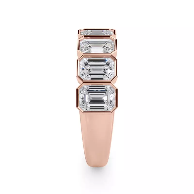 18K Rose Gold Emerald-Cut Bezel Diamond Half Eternity Ring (2.4ct. tw.)
