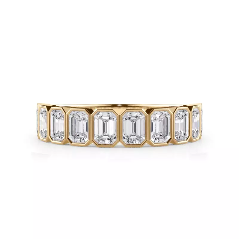 14K Yellow Gold Emerald-Cut Lab Bezel Diamond Half Eternity Ring (1.50ct. tw.)
