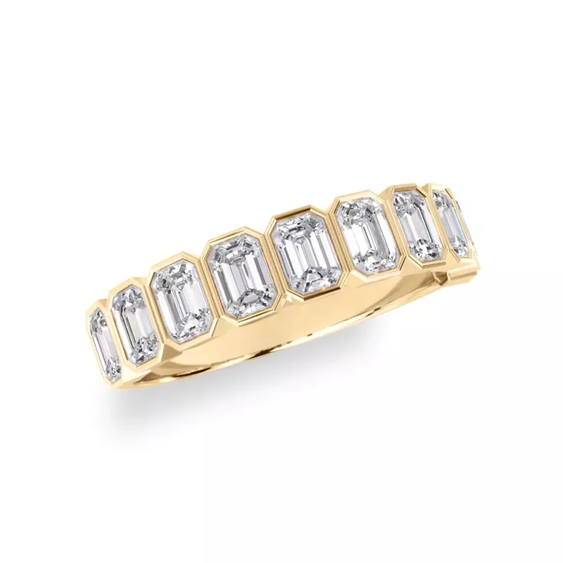 14K Yellow Gold Emerald-Cut Lab Bezel Diamond Half Eternity Ring (1.50ct. tw.)
