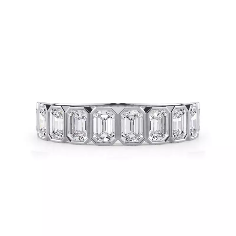 Platinum Emerald-Cut Bezel Diamond Half Eternity Ring (1.50ct. tw.)