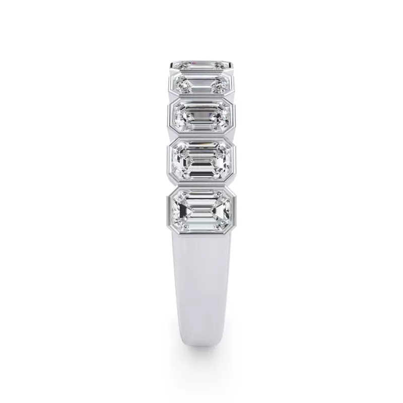 Platinum Emerald-Cut Bezel Diamond Half Eternity Ring (1.50ct. tw.)