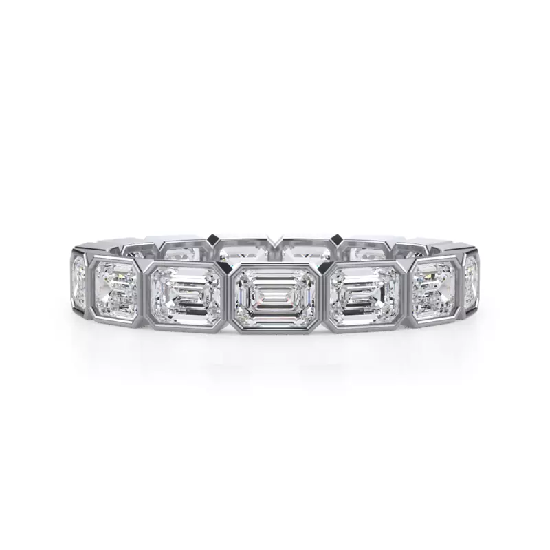 14K White Gold East-West Emerald-Cut Bezel Lab Diamond Eternity Ring (2.10ct. tw.)