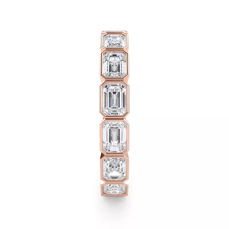 18K Rose Gold East-West Emerald-Cut Bezel Lab Diamond Eternity Ring (2.10ct. tw.)