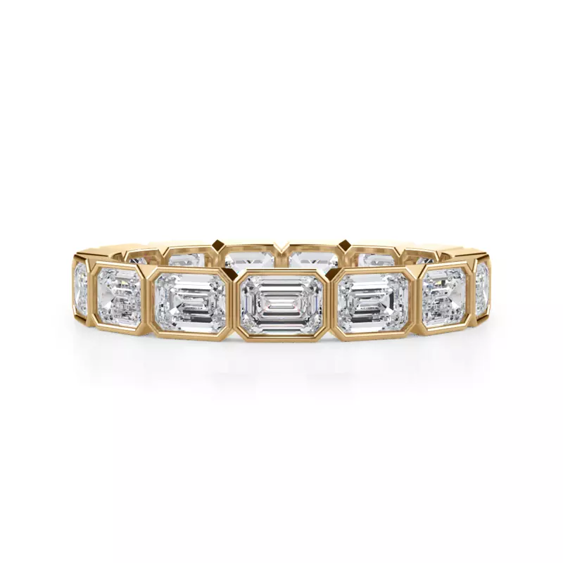 14K Yellow Gold East-West Emerald-Cut Bezel Diamond Eternity Ring (2.10ct. tw.)