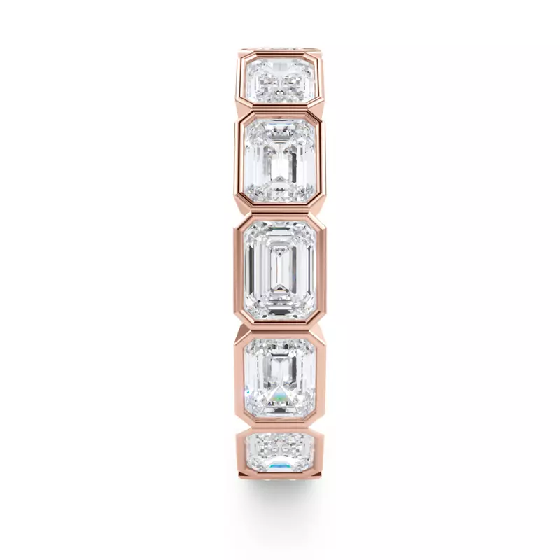 14K Rose Gold East-West Emerald-Cut Bezel Lab Diamond Eternity Ring (3.00ct. tw.)