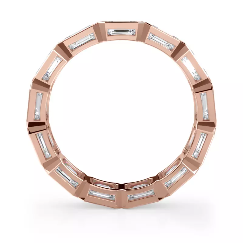 14K Rose Gold East-West Emerald-Cut Bezel Lab Diamond Eternity Ring (3.00ct. tw.)