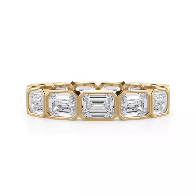 18K Yellow Gold East-West Emerald-Cut Bezel Lab Diamond Eternity Ring (3.00ct. tw.)