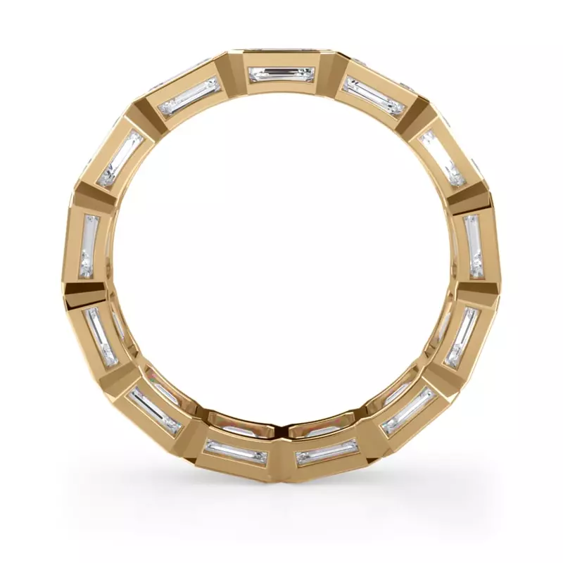 18K Yellow Gold East-West Emerald-Cut Bezel Lab Diamond Eternity Ring (3.00ct. tw.)