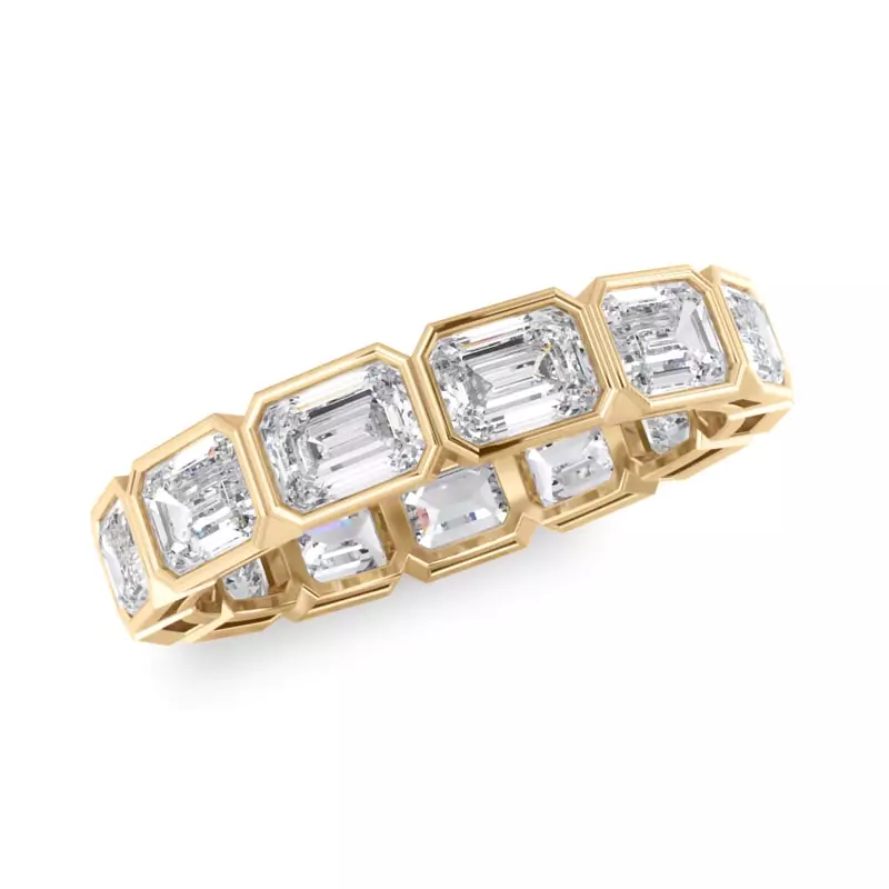 18K Yellow Gold East-West Emerald-Cut Bezel Lab Diamond Eternity Ring (3.00ct. tw.)