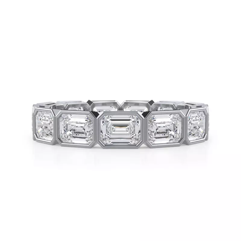 14K White Gold East-West Emerald-Cut Bezel Diamond Eternity Ring (3.00ct. tw.)