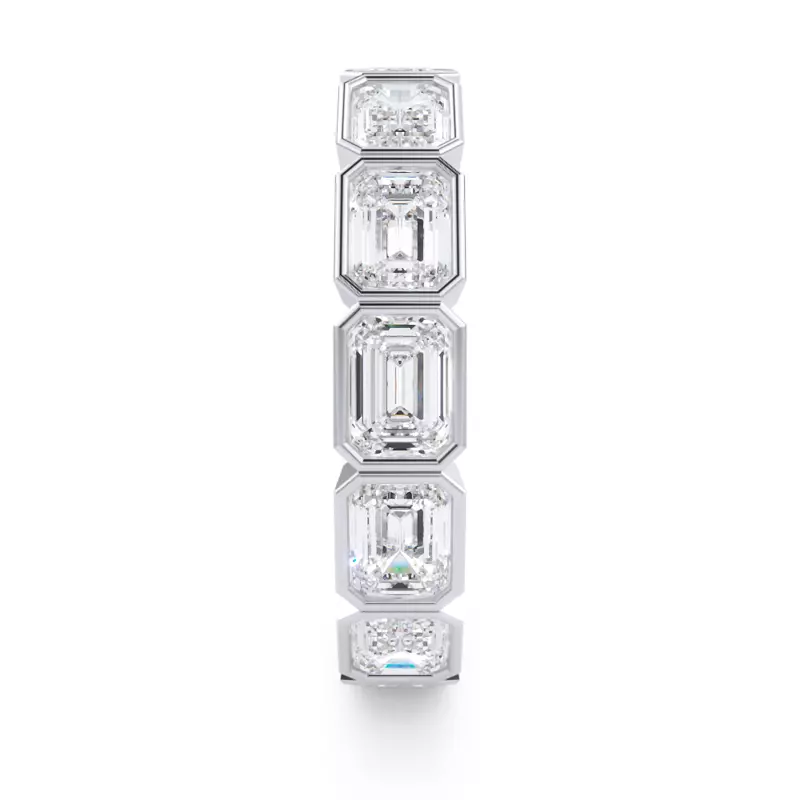 14K White Gold East-West Emerald-Cut Bezel Diamond Eternity Ring (3.00ct. tw.)