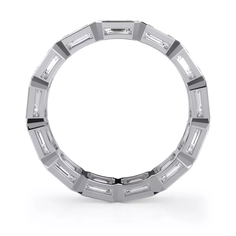 14K White Gold East-West Emerald-Cut Bezel Diamond Eternity Ring (3.00ct. tw.)