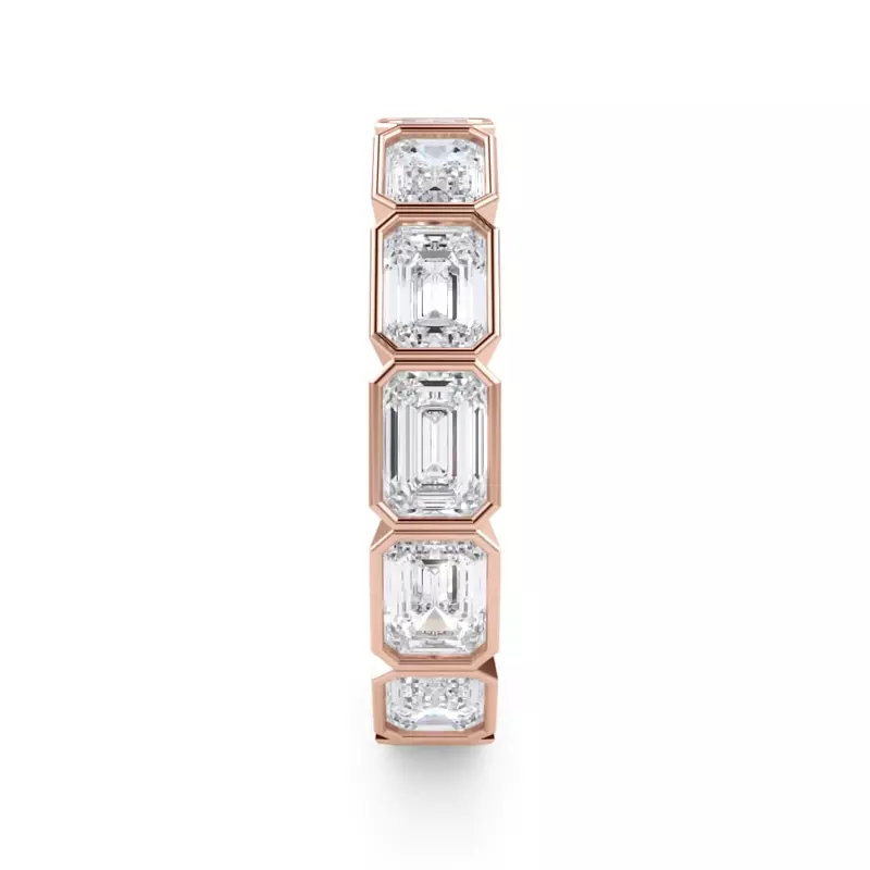 18K Rose Gold East-West Emerald-Cut Bezel Lab Diamond Eternity Ring (4.00ct. tw.)