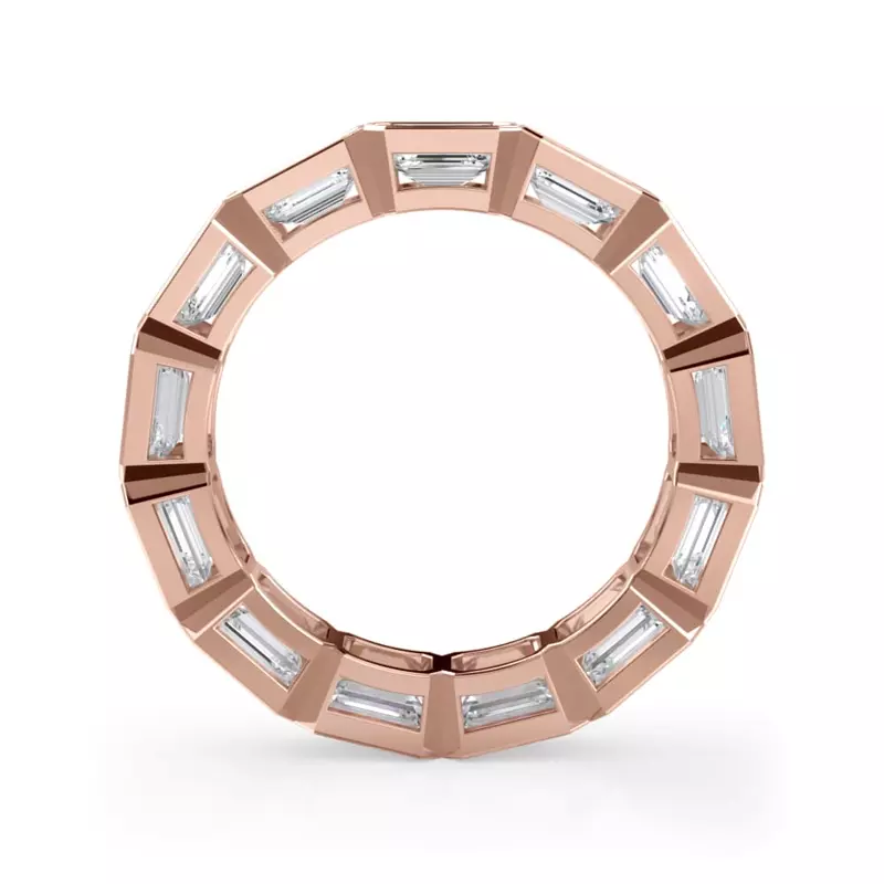 18K Rose Gold East-West Emerald-Cut Bezel Lab Diamond Eternity Ring (4.00ct. tw.)