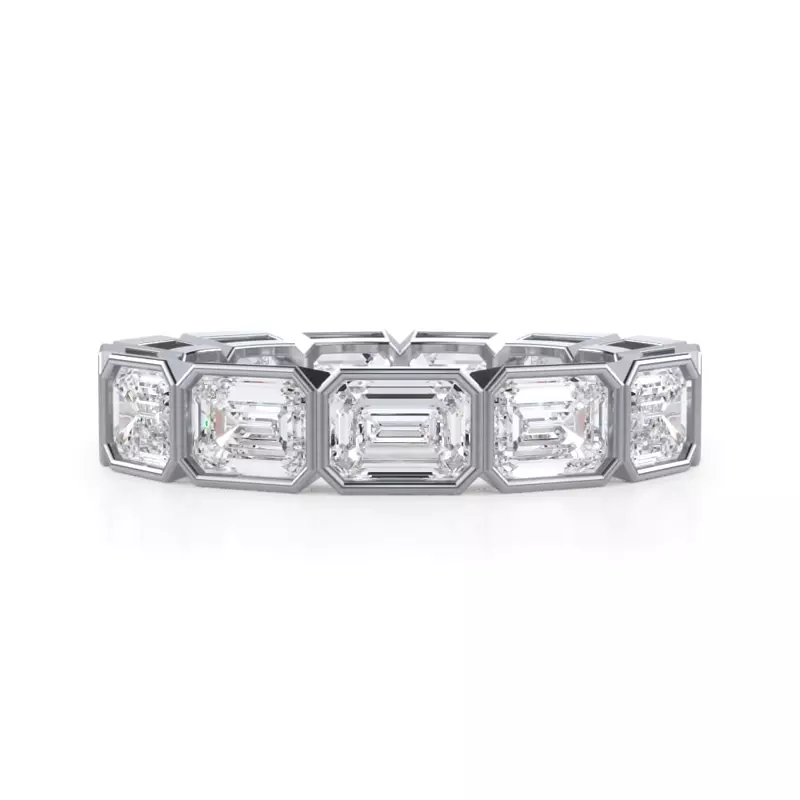 Platinum East-West Emerald-Cut Bezel Lab Diamond Eternity Ring (4.00ct. tw.)