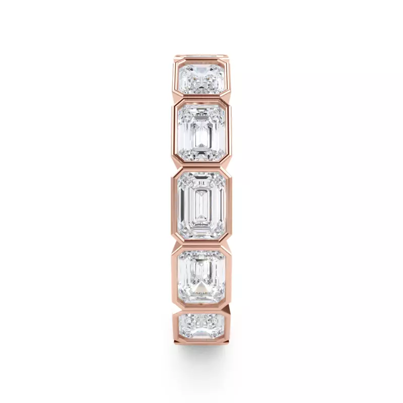 14K Rose Gold East-West Emerald-Cut Bezel Diamond Eternity Ring (4.00ct. tw.)