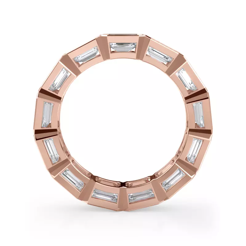 14K Rose Gold East-West Emerald-Cut Bezel Diamond Eternity Ring (4.00ct. tw.)