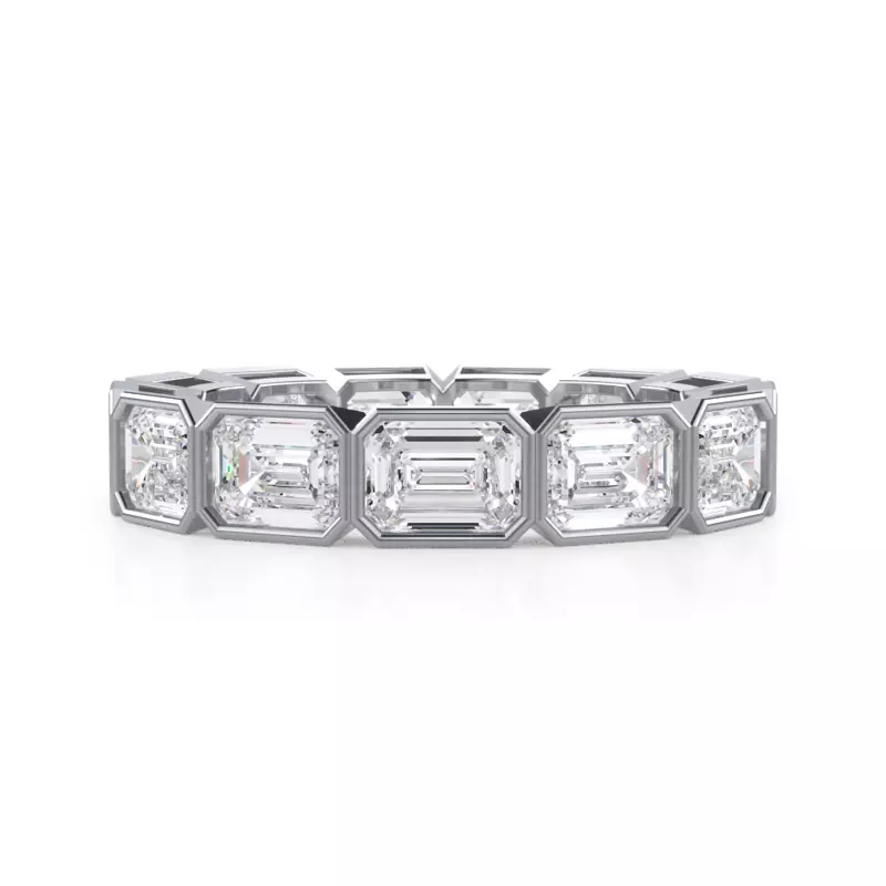 18K White Gold East-West Emerald-Cut Bezel Diamond Eternity Ring (4.00ct. tw.)