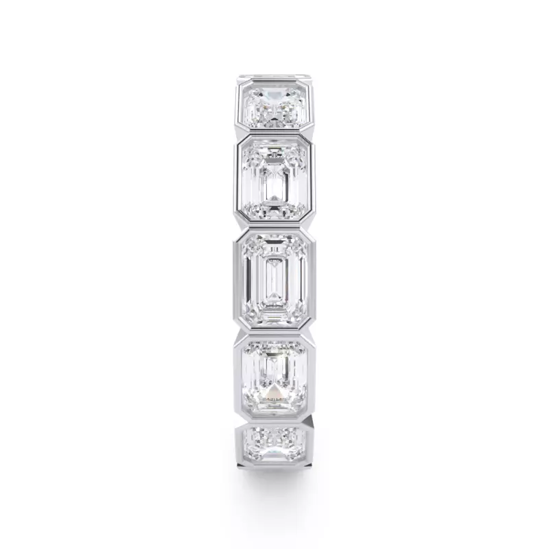 18K White Gold East-West Emerald-Cut Bezel Diamond Eternity Ring (4.00ct. tw.)