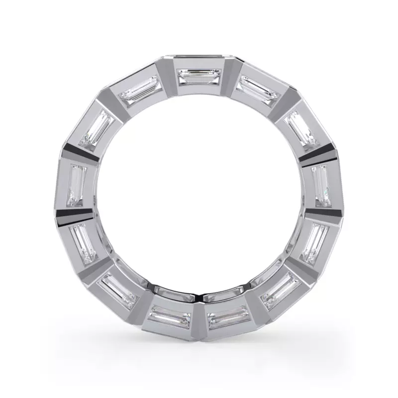18K White Gold East-West Emerald-Cut Bezel Diamond Eternity Ring (4.00ct. tw.)